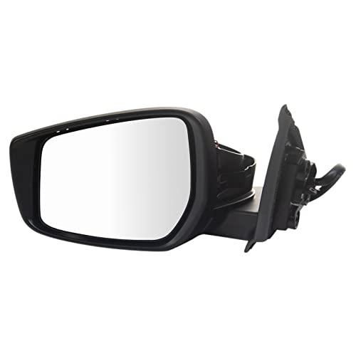 TRQ Driver Side Power Mirror Heated Manual Fold Paint to Match Smooth Black Compatible with 2018-2021 Nissan Kicks NI1320345