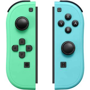 Replacement Joy-Con (L/R) for Nintendo Switch, Left and Right Controller Green & Blue (Animal Crossing) (Avocado Green/Light Blue)
