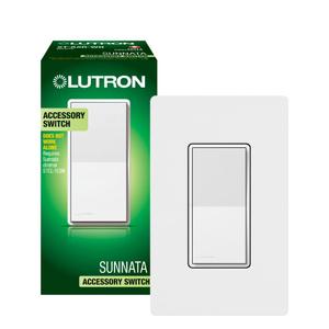 Lutron Sunnata On/Off Accessory Switch with Wallplate, only for use with Sunnata LED+ Dimmers, ST-ASW-WH, White (1 Pack)