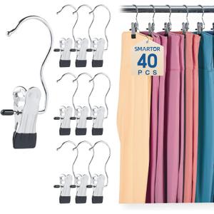 Legging Organizer for Closet, Yoga Pants Hangers 40 Pack Hanging Clips Coated Clips for Leggings, Hanger Space Saving Closet Organizers and Storage for Skirt, Shorts, Hats, Towel, Boot, Jeans