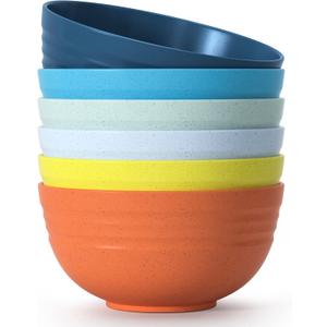 Homestockplus [Set of 6] 68 Oz Salad Bowls Large Serving Bowls Unbreakable Ramen Bowl for Salad, Soup, Ramen, Noodle, Oatmeal, Snack Apply to Kitchen, Freezer,Dishwasher & Microwave Safe (Multicolor)