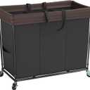 Mefirt 320L Laundry Hamper with Wheels, 3 Section Large Rolling Laundry Basket Bag with Wheels, Clothes Hamper Cart for Laundry, Bedroom, Bathroom and Dorm, Missing Screws