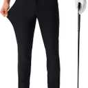 QPNGRP Men's Golf Pants 30"/32"/34" Inseam Lightweight Stretch Work Dress Pants (42W x 34L, Black)