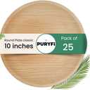 Disposable Palm Leaf 10 inches Classic Round Plates (Pack of 25) Bamboo Like Serving Platters, Disposable Boards, Eco-Friendly Dinnerware For Weddings, Catering, Events