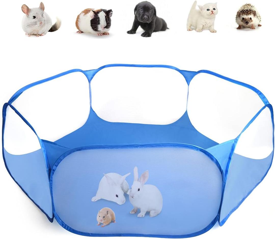 Guinea Pig Cage Rabbit Cage Indoor with Mat Playpen Perfect Size for Small Animal Pet Play Pen Easy to Clean Exercise Yard Fence Portable Tent for Hamsters, Chinchillas, Hedgehog, Puppy, Cats (Skyblue)