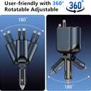 OHLPRO Retractable Car Charger Cigarette Lighter Adapter, 168W 5 in 1 Fast Phone Charging Built-in Replaceable Fuse, Socket Splitter with USB C and USB i Cord, Fit for Phone iPad Galaxy GPS, Blue