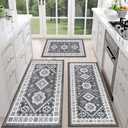HEBE Boho Kitchen Rug Sets 3 Piece with Runner Non Slip Kitchen Rugs and Mats Washable Kitchen Mats for Floor Thick Kitchen Floor Mat Carpet Runner Rugs for Hallway Laundry Holiday Decor