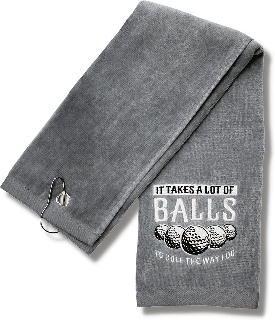 Mulligan | Funny Golf Towel for Men or Woman Golfer Gifts - Embroidered Tri-fold Golf Towel for Golf Bags, Golf Accessories, Novelty | It Takes Balls