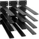 12 Pack  12 inch Black Hidden L Shelf Bracket (1/5 Inch Thicked) Iron Floating Shelf Brackets Rustic Industrial Metal Brackets for Shelf Support
