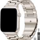 EPULY Compatible with Apple Watch Band, Business Stainless Steel Metal Watchband for iWatch Strap Ultra SE Series 8 7 6 5 4 3 2 1 Men, Starlight, 45mm 44mm 42mm 49mm 46mm (series 11 10)