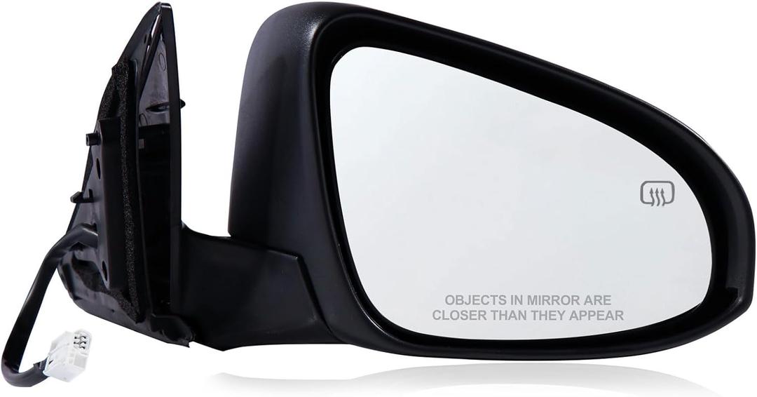 Passenger Side Mirror Compatible with 2014-2019 Toyota Corolla 5PINS with Power Glass Heated Manual Folding Black Right Side View Mirrors Replace TO1321294