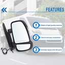 Right Passenger Side Mirror Compatible with 2014-2026 Ram Promaster 1500/2500/3500 with turn signal light manual folding Without Power glass Non-Heated Replace#CH1321417 5VE98JXWAB(2Pins)