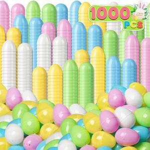 1500 Count Plastic Easter Eggs Bulk, 2.4" Empty Pastel Suprise Easter Eggs, Fillable Eggs with Hinge for Easter Hunt, Basket Stuffers Fillers, Easter Party Favor Decorations