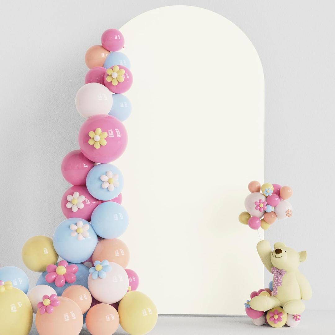 Putros Wedding Arch Cover 7.2FT Ivory Spandex Fitted Round Top Chiara Backdrop Stand Covers for Wedding Birthday Party Decoration