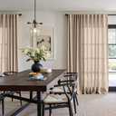 jinchan Extra Wide Sliding Door Curtain 90 Inch Length Taupe Linen Curtains Semi Sheer Drapes for Patio Door Living Room Bedroom Home Office Light Filtering Drapes 100 Inches Wide 1 Panel