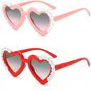2 x Ridering Toddle Girl Peal Heart Sunglasses,UV 400 Protection for Toddler Party Beach Shades Age 2-8