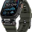 Rugged Bands Compatible for Apple Watch Ultra 3/Ultra 2/Ultra Band 49mm 46mm 45mm 44mm 42mm, Silicone Sport Strap with Durable Stainless Steel Connector for iWatch Series 11 10 9 8 7 6 5 4 3 SE Ultra (Army Green - black Adapter)