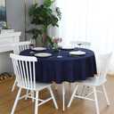 FOLINS&HOME Navy Blue Round Tablecloth 60 Inch Waterproof Heavy Duty Wrinkle Free Polyester Fabric Table Cloth, Spillproof Washable Table Cover for Party, Camping, Picnic, Banquet Indoor and Outdoor