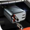 LISEN Retractable Car Charger, for Valentines Day Gifts for Him Her, 69W Cars Adapter USB C Fast Charger for iPhone 17 15 12, Car Accessories Gadgets for Men, Anniversary Birthday Gifts for Men Women