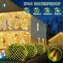 Hezbjiti Christmas Net Lights Outdoor 200 LED 6.9FT x 5.4FT Clear Wire with 8 Modes, Connectable Plug in Waterproof, Timer Memory Function for Xmas Tree Bush Porch Lawn Windows Decor2 Pcs Warm White