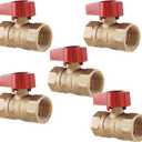 [5-Pack] PROCURU 1/2-Inch FIP Straight Gas Ball Valve, Rust Resistant Brass, Quarter-Turn On/Off, CSA Certified