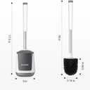 SetSail Toilet Brush and Holder 2 Pack, Self Closing Lid Toilet Bowl Brushes Holder and Extra Long Handle Ventilated Toilet Brush Set for Bathroom Cleaning, Nylon Bristles, White & Grey
