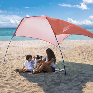 Beach Wind Shade Canopy, Shade Sun Shelter Tent for Beach, Backyard, Grassland, Park, Light Weight, Easy Set Up, 78 Sq. Ft. of Shade for 1-3 People, Lite Burnt Coral