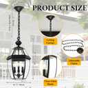 3-Light Outdoor Pendant Light, 20 Inch Black Waterproof Porch Lantern, Modern Hanging Light with Clear Glass, Weather Resistant for Front Door, Patio, Gazebo