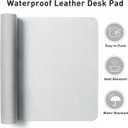 Aothia Leather Desk Pad Protector, Mouse Pad, Office Desk Mat, Non-Slip PU Leather Desk Blotter, Laptop Desk Pad, Waterproof Desk Writing Pad for Office and Home (Barely Grey, 36" x 17")