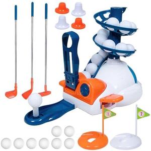 Kids Golf Club Toy Set, Boy Girl Outdoor Sport Toy, Toddler Indoor Golf Ball Game with 10 Golf Balls, 3 Retractable Clubs, Child Active Exercise Yard Play, Birthday Gifts for 4 6 7 8 Years Old
