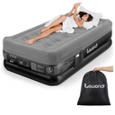 Twin Air Mattress with Built in Pump,18" Deluxe Blow Up Mattress, Adjustable Self Inflating Air Mattress, 2Min Fast Inflatable Mattress for Camping, Home, Guests, Travel(550 lb MAX), Gray