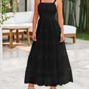 PRETTYGARDEN Women's Summer Dresses 2026 Sleeveless Smocked Tiered Ruffle Tulle A-Line Flowy Wedding Party Maxi Dress (Black, S)