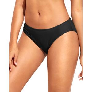 Tempt Me Women Bikini Bottom Full Coverage Bathing Suit Bottoms Swimsuit Bottom (Black, S)