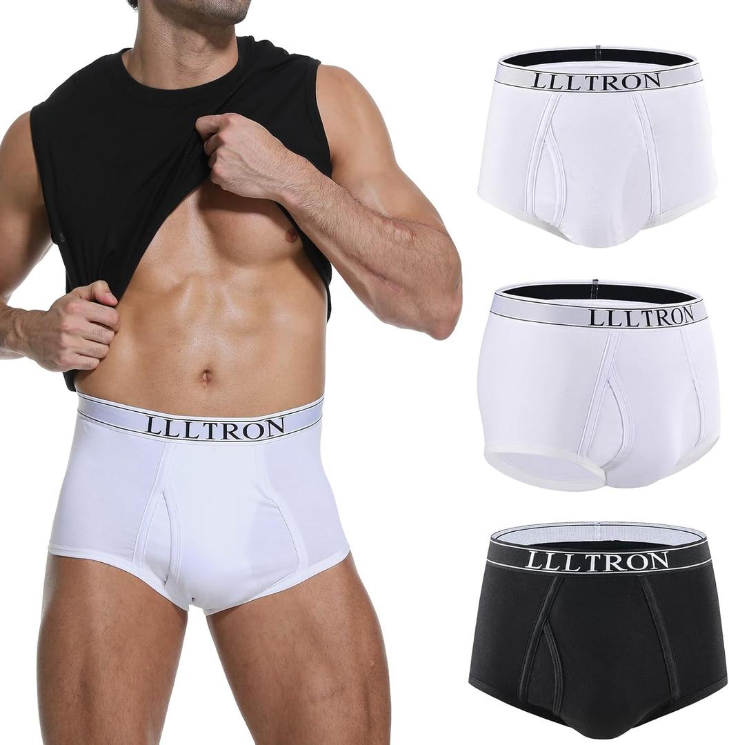 Incontinence Underwear for Men Washable Cotton Briefs Reusable Urinary Protective Absorbent Underwear for Bladder Leakage Control 150ml 3-Pack2White+1Black, L