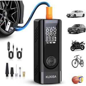 Tire Inflator Portable Air Compressor, 3X Faster Air Compressor with Digital Pressure Gauge, 180 PSI Portable Air Pump for Cars, Motorcycles, Bicycles, Balls and More(Black)