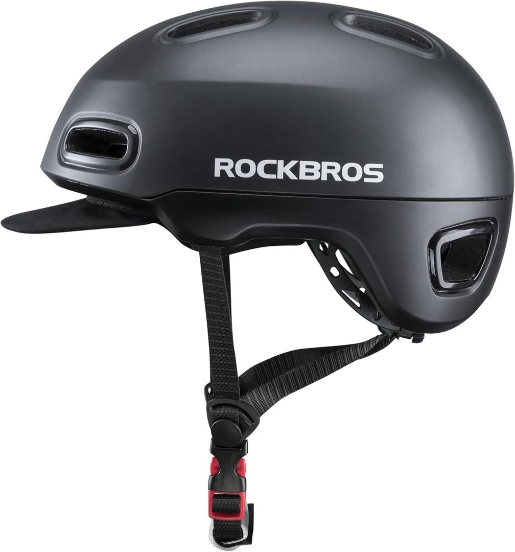 ROCKBROS Bike Helmet for Adults, Adjustable Cycling Helmet for Men & Women [CPSC Safety Certified] Bicycle Helmet for Commuting, Road Biking, Skating (Black)