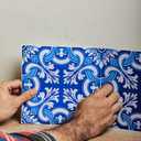 Spanish Portuguese Azulejo Style Peel and Stick Backsplash Tile Stickers Set of 16 pcs(5.9_15)