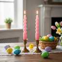 Pink Taper Candle Short Candlesticks -7 Inches Spiral Tapered Candles Small Twisted Candlestick 2pcs Funky Candle Sticks for Easter Wedding Table Centerpieces Mother's Day Home Dinner Party Decor