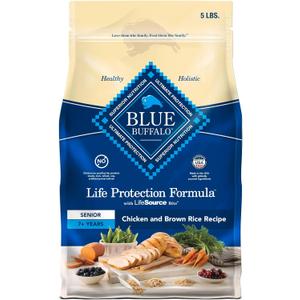 Blue Buffalo Life Protection Formula Senior Dry Dog Food, Supports Joint Health and Mobility, Made with Natural Ingredients, Chicken & Brown Rice Recipe, 5-lb. Bag (EXP 04/04/27)