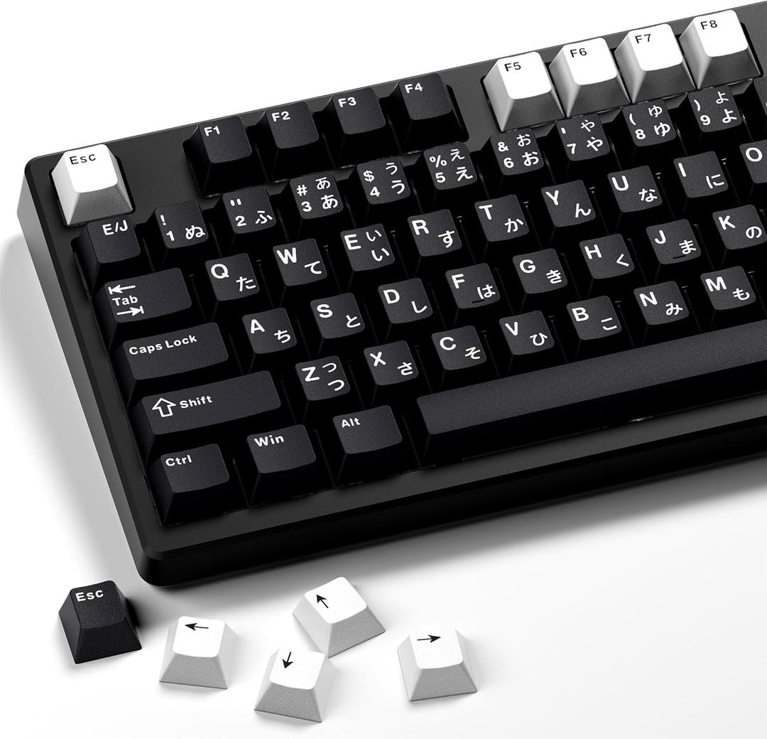 XVX Black Japanese Keycaps, Double Shot PBT Keycap Set, 146 Keys Cherry Profile WOB Keycaps Fit for Cherry Gateron MX Switches Mechanical Gaming Keyboard