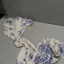 Women's Boho Tops Western Country Concert Outfits Tie Front Long Bell Sleeve Tops 70s Hippie Disco Clothes (Medium, Blue and White)