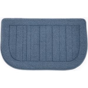 BEQHAUSE 30x18 Inch Kitchen Rug Mat Durable Kitchen Rugs Non-Slip Washable Absorbent Kitchen Mats for Floor Dirt-Resistant Semicircular Kitchen Mat (Blue)