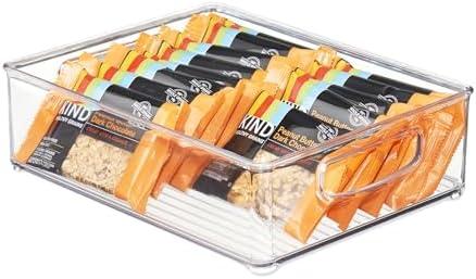 iDesign Linus Plastic Storage Bin with Handles for Kitchen, Fridge, Freezer, Pantry, and Cabinet Organization, BPA-Free, Clear