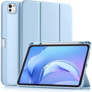 Akkerds for iPad Pro 11 Inch Case (M5/M4) 2025/2024 6th/5th Generation with Pencil Holder, for iPad Pro Case 11 Inch with Trifold Stand Protective Cover/Soft TPU Back, Auto Wake/Sleep, Sky Blue