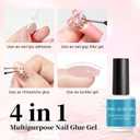 2 x Nail Glue Gel for Press-ons, Long Lasting Nail Gel Glue for Nail Tips,False Nails Tips,U V Light Required,15ml/0.5 fl oz,2pack