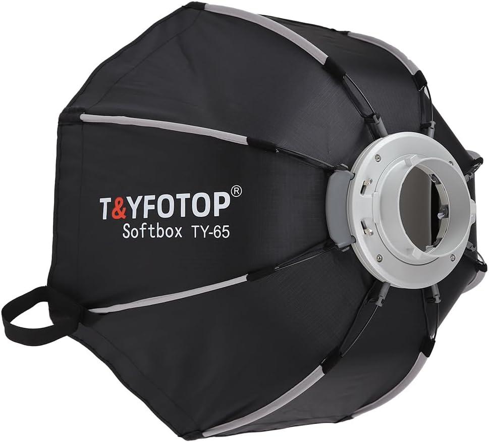 T&YFOTOP Octabox Studio Photograohy Quick 1-Step Open & Folding 47.2in (120cm) Octagonal Softbox Bowens Mount Deep Octa Softbox with Grid Parabolic for Speedlite Flash
