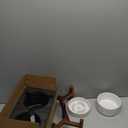 Ceramic 0.9 Cup Raised Slow Feeder Dog Bowl Set, Elevated 6.1inch Water Bowl and 6.1inch Slow Dish with Acacia Wood Stand for Small Dogs (2 x Reactived Glaze -White+ Stand)