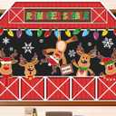 Winter Deer Bulletin Board Decorations Set Christmas Reindeer Stable Elk Cutouts Chalkboard Decor Xmas Bulb Paper Cutting with Borders for Door Wall School Classroom Winter Holiday Party Supplies