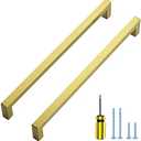 Ravinte Gold Cabinet Pulls Brushed Brass Kitchen Cabinet Handles Come with Screwdriver (10 in Hole Center, 2 Pack) Screwdriver Not Included