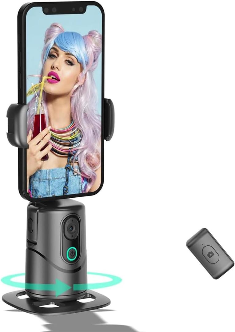 Auto Face Tracking Phone Holder,No App Required,360 Rotation Phone Camera Stand with Remote and Gesture Control, Smart Shooting Tripod for Vlog/TIK Tok Live Streaming YouTube Video Recording